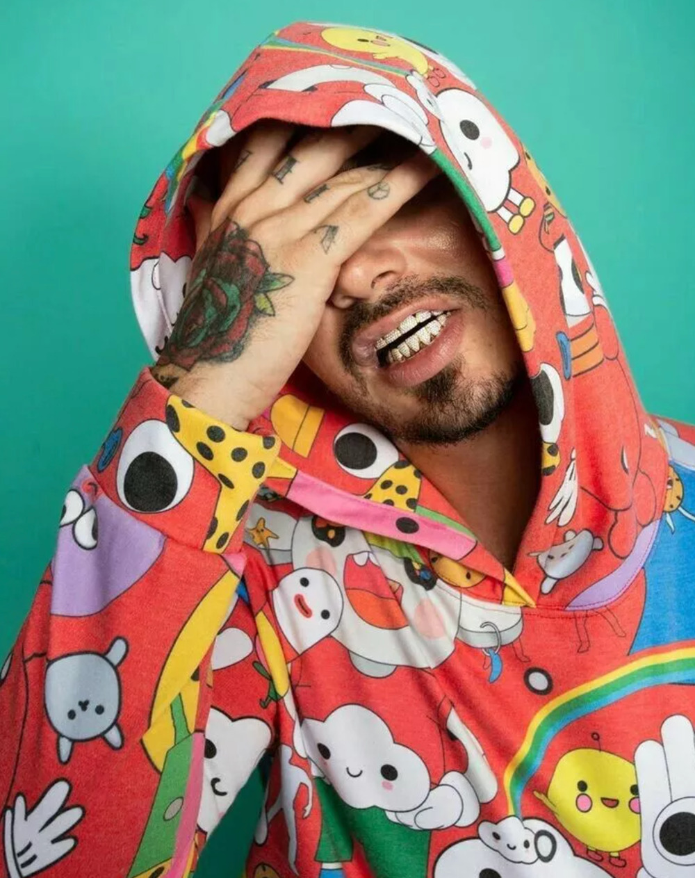 NEW J Balvin Friends With You Red Character Sweatshirt Hoodie Size XL